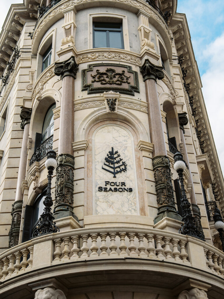 The facade of the Four Seasons hotel Madrid, one of the best wedding venues in Spain.