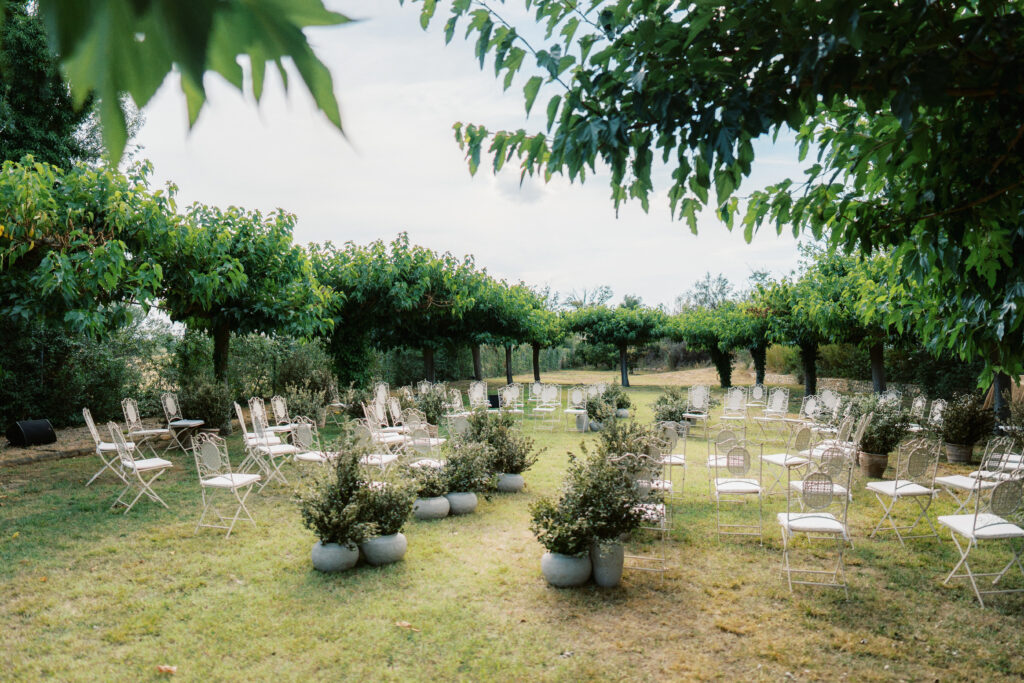 The ceremony space at Molí de la Torre, one of the best wedding venues in Spain